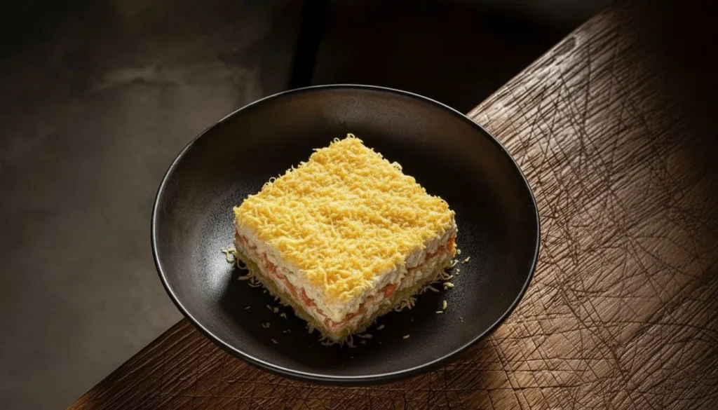 15 Мимоза с камчатским лососем / Mimosa with Kamchatka salmon