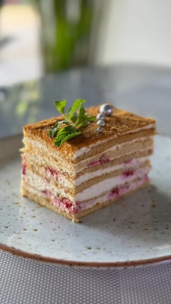 91 Медовик с малиной / Honey cake with raspberries